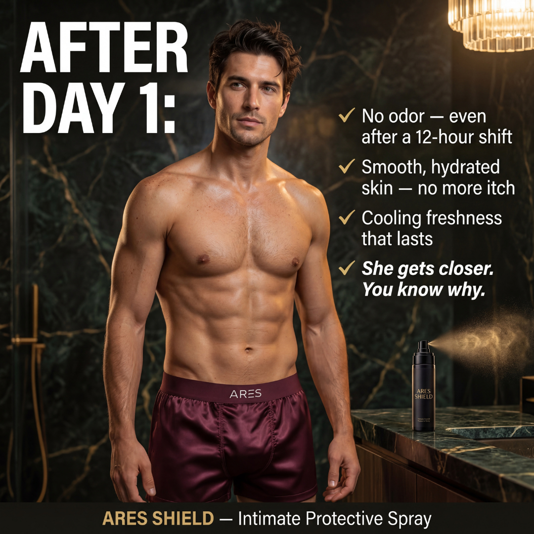 ARES Shield - antibakteriální intimní ochranný sprej pro muže