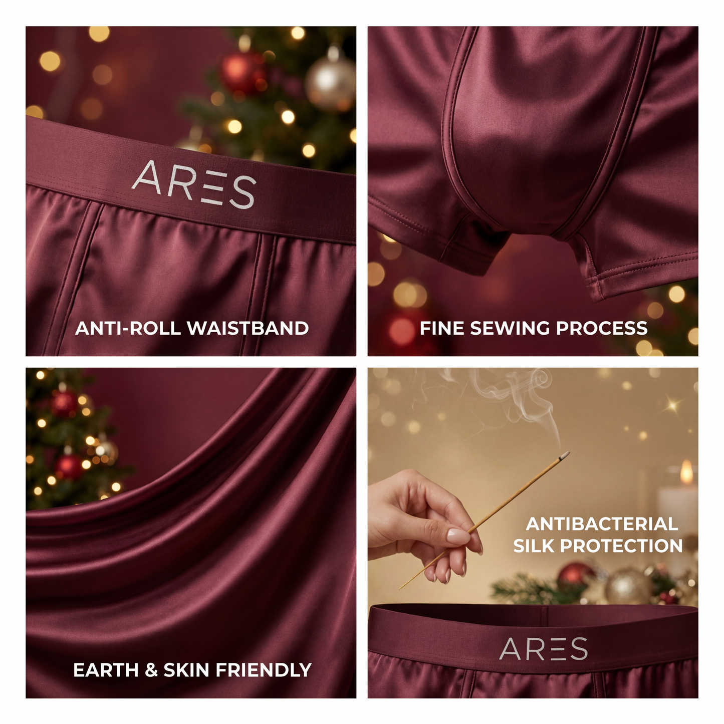 Prémiové hedvábné trenýrky | Celodenní pohodlí vínová (NOVINKA)