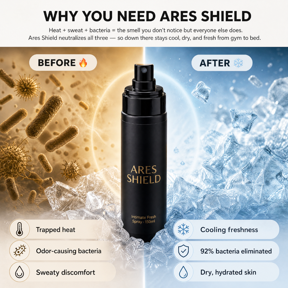 ARES Shield - antibakteriální intimní ochranný sprej pro muže