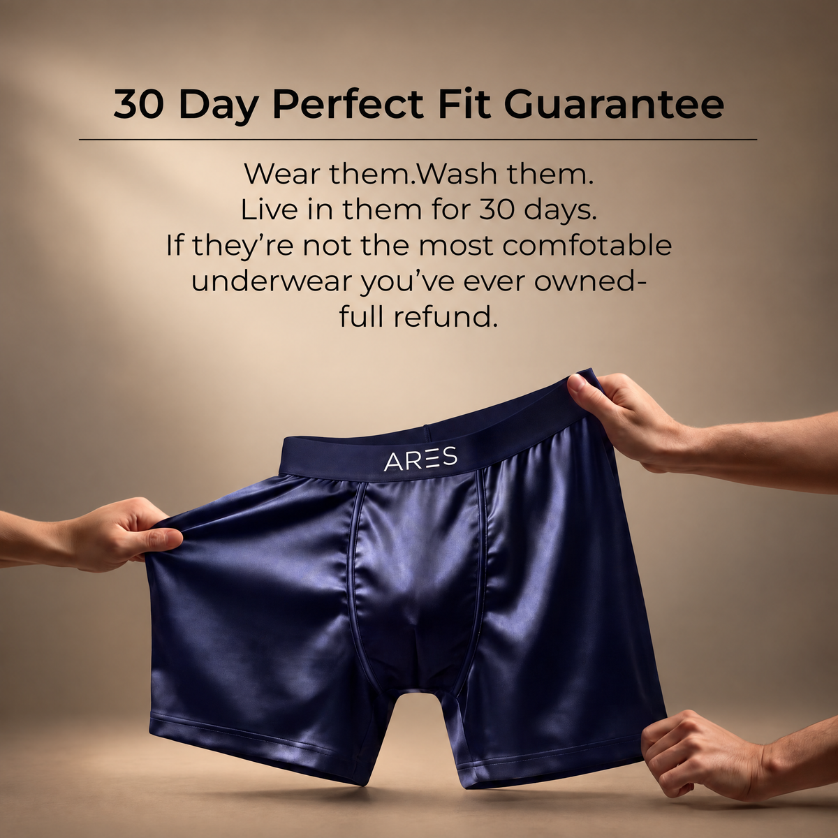 Ares Silk Boxers | All-Day Comfort (Navy Blue New Edition)