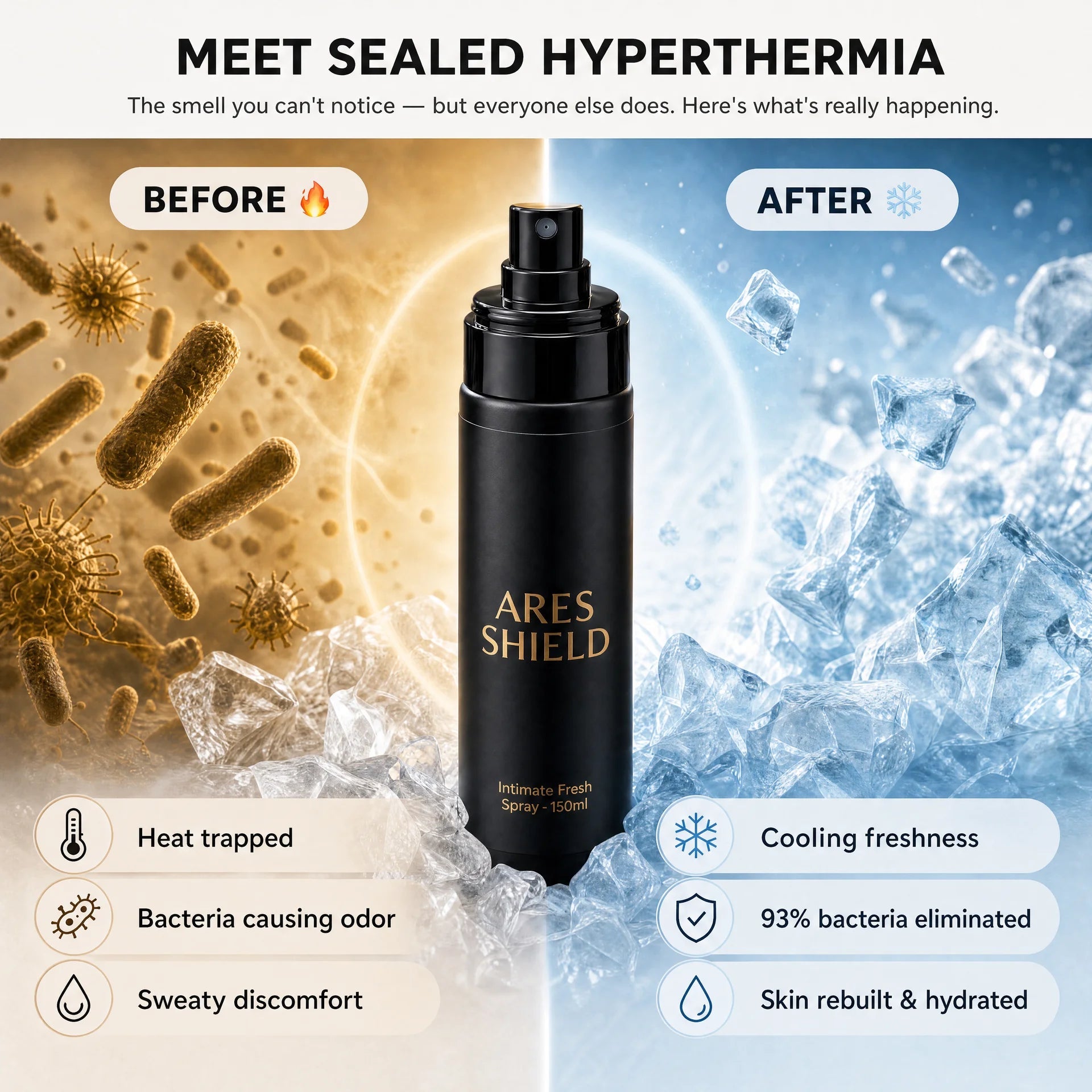 ARES Shield - antibakteriální intimní ochranný sprej pro muže